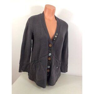 Pure Handknit Gray Knit Cardigan Sweater Women's Small Boho